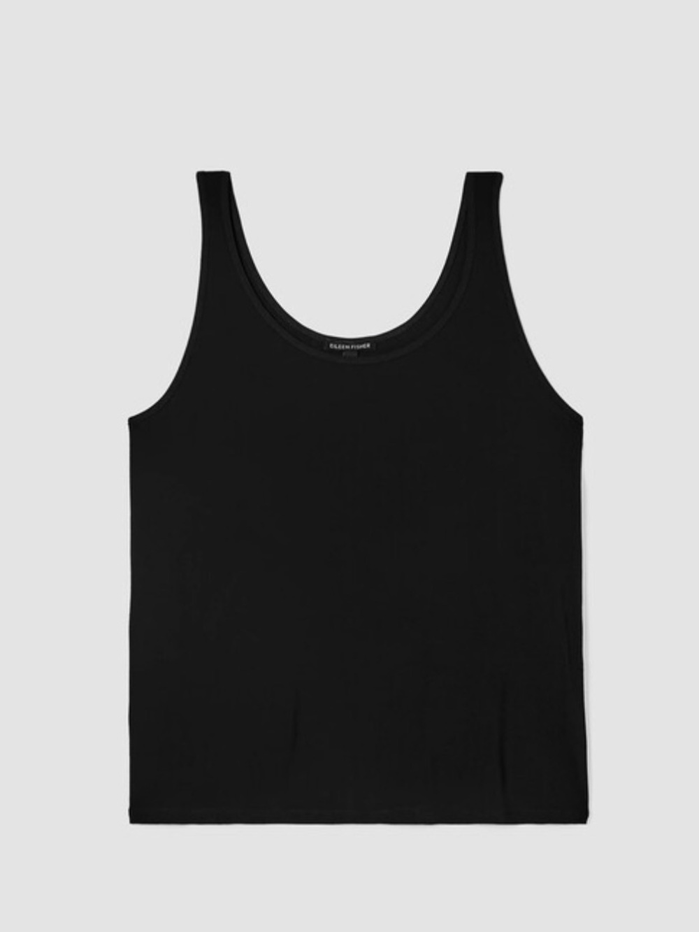 Eileen Fisher Black 100% Silk Jersey Tank Top S Scoop Neck Quiet Luxury